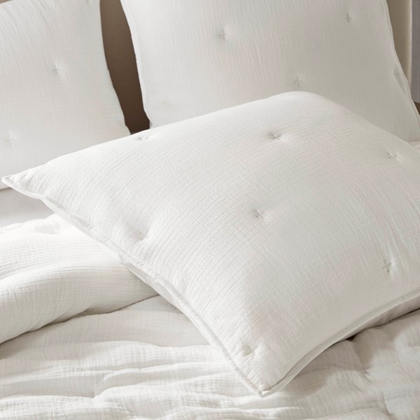 Harbor House Blue Breeze cotton gauze embroidered Euro Sham in White, Euro Sham HH11-1893 - Image 5