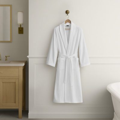 Nomad Home Waffle Velour Luxury Bath Robe in White, One Size NH04-0003