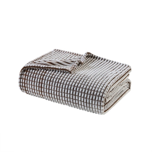 Madison Park Carved Plush Blanket in Brown, Twin MP51-8423 - Image 4