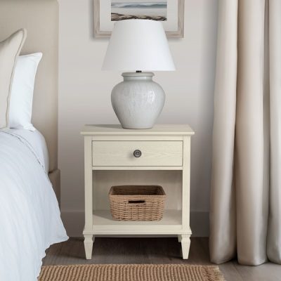 Madison Park Signature Victoria one-drawer wood nightstand with shelf in Antique Cream, One Size MPS136-0313