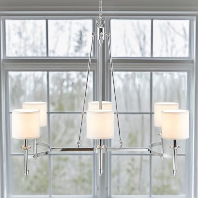 Hampton Hill Elegenza 6-light Chandelier with Fabric Drum Shades in Chrome, One Size MT150-0079
