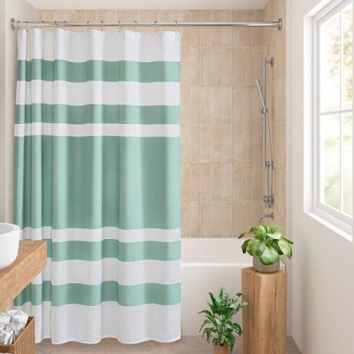 Madison Park Spa Waffle Shower Curtain with 3M Treatment in Aqua, 72x72" MP70-1485
