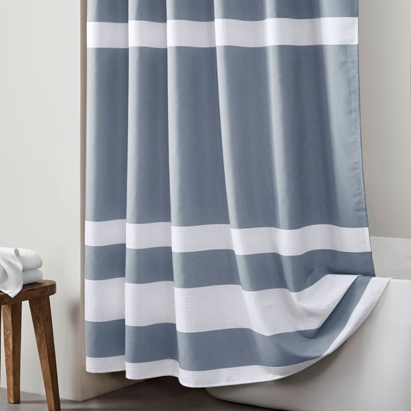 Madison Park Spa Waffle Shower Curtain with 3M Treatment in Dark Blue, 72x84" MP70-8456 - Image 7