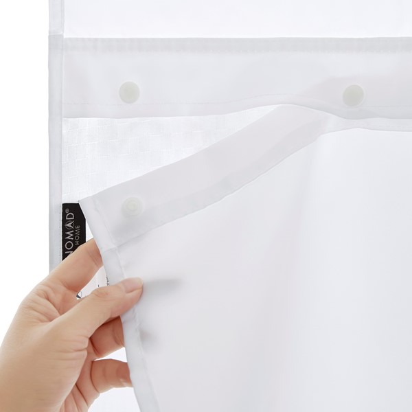Nomad Home Plain Weave Essential Shower Curtain - Pindot in White, 71"x74"+70"x54" NH70-0160 - Image 5