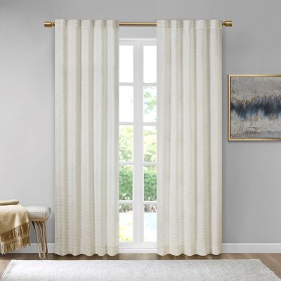 510 Design Colt Room Darkening Poly Velvet Rod Pocket/Back Tab Curtain Panel Pair in White/Gold, 37x95" 5DS40-0286