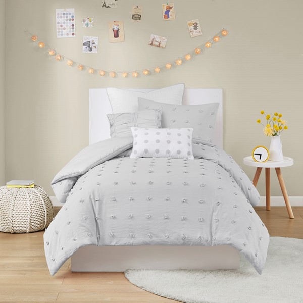 Urban Habitat Brooklyn Cotton Jacquard Comforter Set with Euro Shams and Throw Pillows in Grey, Twin/Twin XL UH10-2159 - Image 2