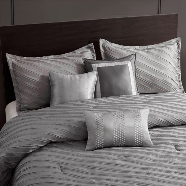 Madison Park Riva Comforter Set in Grey, Cal King MP10-8696 - Image 4