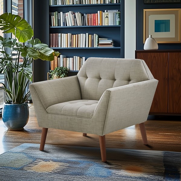 INK+IVY Newport Wide Mid-Century Modern Lounge Chair Set of 2 in Light Grey, Set of 2 II110-0589 - Image 6