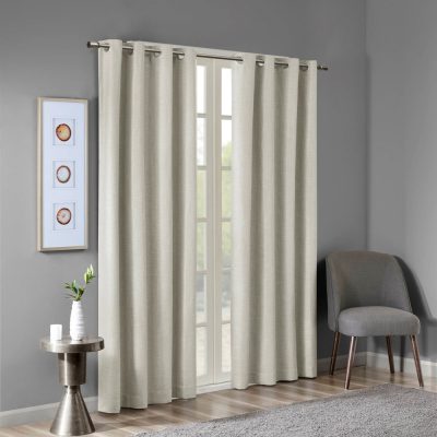SunSmart Maya Printed Heathered Blackout Grommet Top Curtain Panel in Taupe, 50x54" SS40-0030
