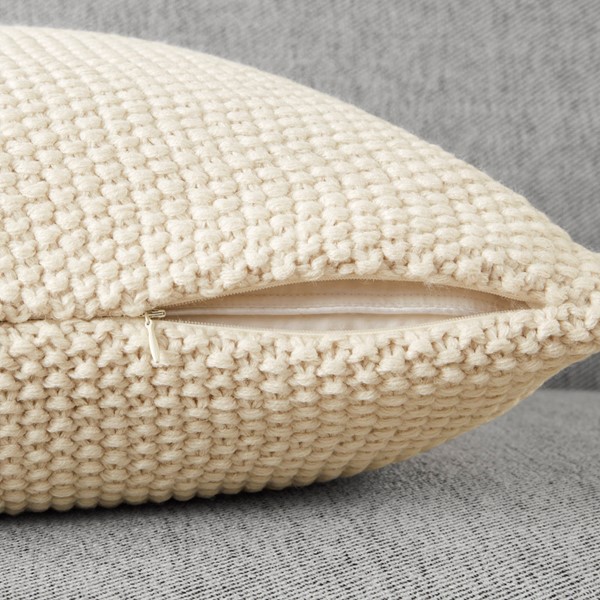 INK+IVY Bree Knit Euro Pillow Cover in Ivory, 26x26" II30-871 - Image 3