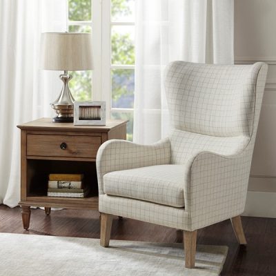 Madison Park Arianna Swoop Wing Chair in Linen, One Size MP100-0983