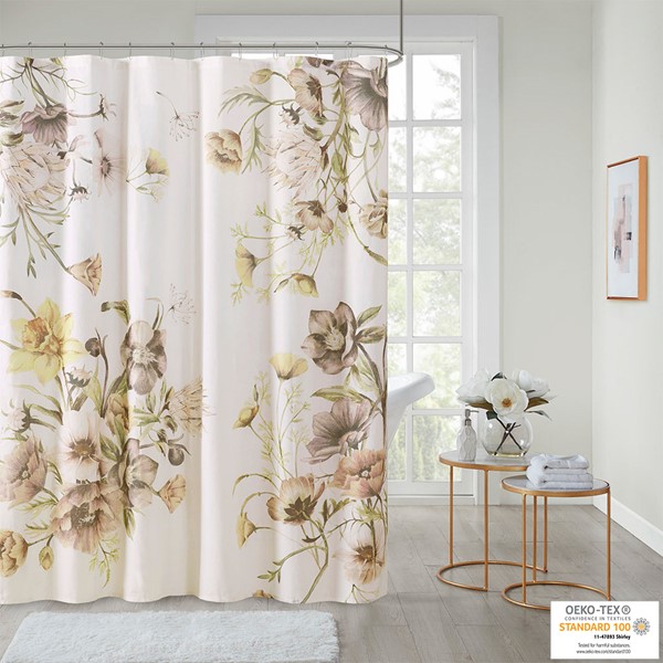 Madison Park Cassandra Printed Cotton Shower Curtain in Blush, 72x72" MP70-6717 - Image 3