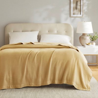 Madison Park 100% Certified Egyptian Cotton Blanket in Mustard, King MP51N-8851