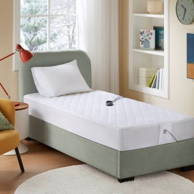 Beautyrest Cotton Blend Heated Mattress Pad in White, Full BR55-0199