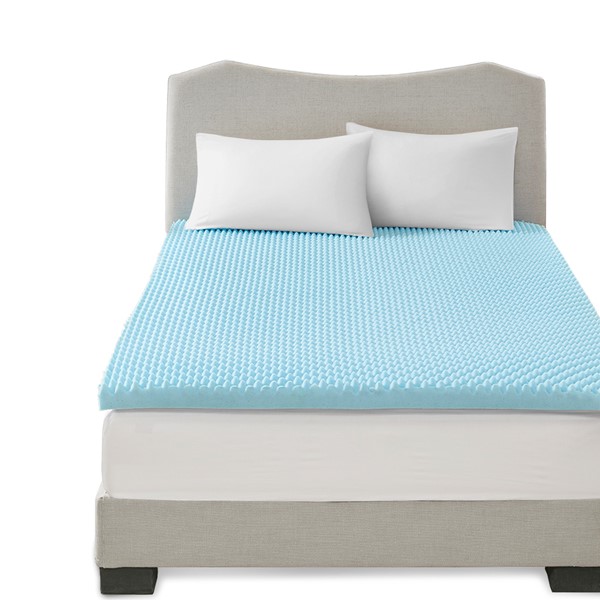 Sleep Philosophy 3" Gel Memory Foam All Season Reversible Cooling Mattress Topper in Blue, Cal King BASI16-0421 - Image 5