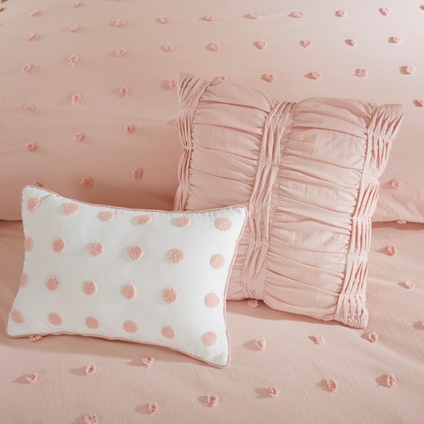 Urban Habitat Brooklyn Cotton Jacquard Duvet Cover Set with Euro Shams and Throw Pillows in Pink, Twin/Twin XL UH12-0207 - Image 4