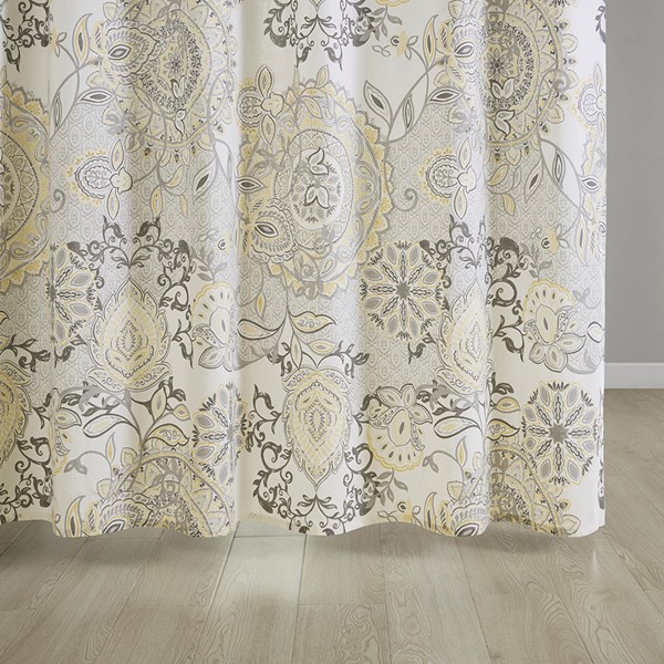 Madison Park Isla Printed Cotton Shower Curtain in Yellow, 72x72" MP70-8150 - Image 5