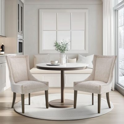 Madison Park Signature Ultra Upholstered Dining Side Chairs with wood legs (Set of 2) in Cream, Set of 2 MPS108-0286