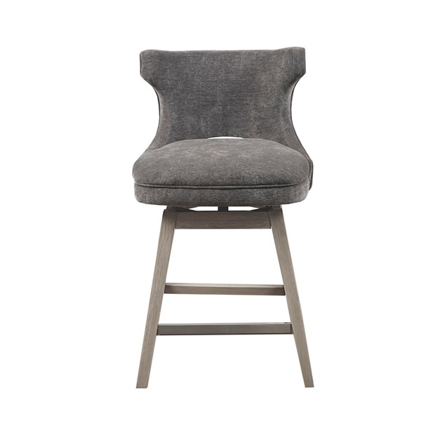 Madison Park Emmett 360-degree swivel counter stool with nailheads in Charcoal, One Size MP104-1119 - Image 4