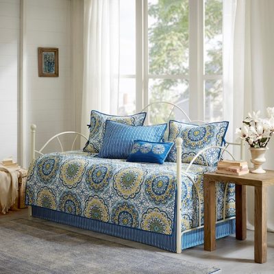 Madison Park Tangiers 6 Piece Reversible Daybed Cover Set in Blue, Daybed MP13-3973