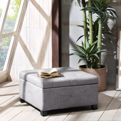 Madison Park Della Soft Close Storage Ottoman in Charcoal, One Size FPF18-0256