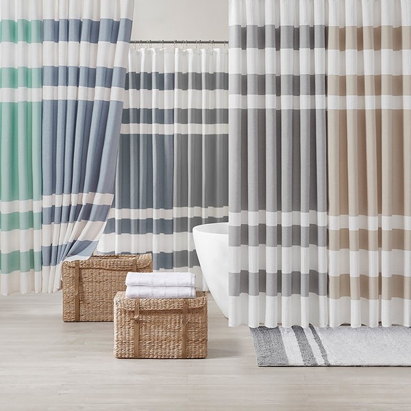 Madison Park Spa Waffle Shower Curtain with 3M Treatment in Aqua, 72x72" MP70-1485 - Image 4