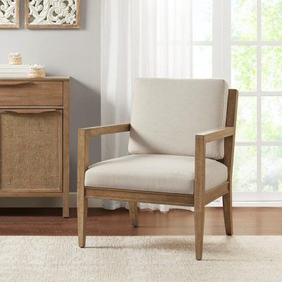 Madison Park Tage Upholstered Accent Armchair in Ivory, One Size MP100-1187