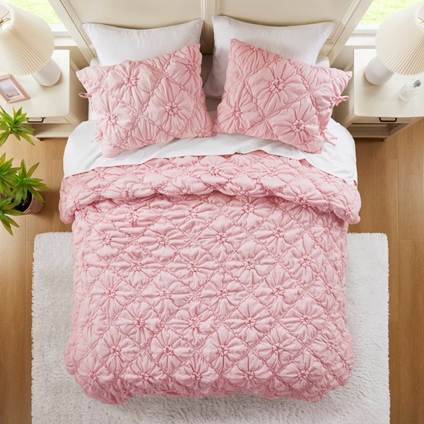 Intelligent Design Lily Comforter Set in Pink, King ID10-2472 - Image 4