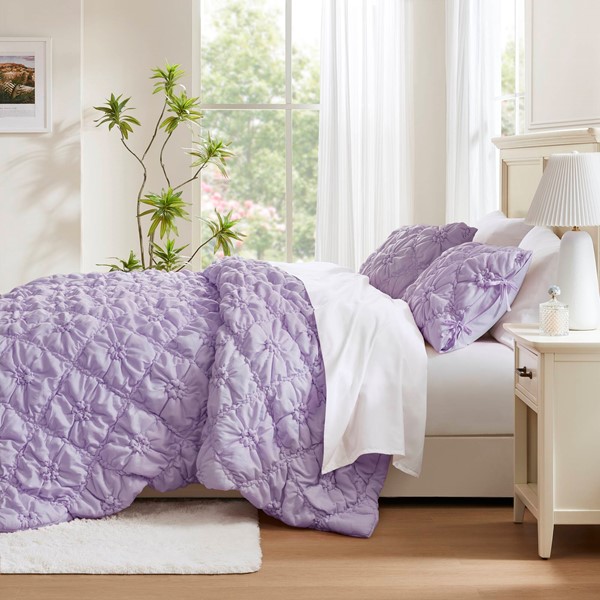 Intelligent Design Lily Comforter Set in Purple, King ID10-2475 - Image 5