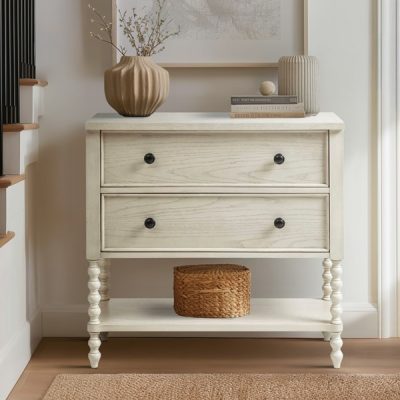 Madison Park Signature Beckett 2 Drawer Accent Chest in Antique Cream, One Size MPS130-0299