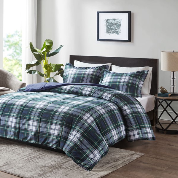 Madison Park Essentials Parkston 3M Scotchgard Down Alternative All Season Comforter Set in Navy, King/Cal King BASI10-0244 - Image 3