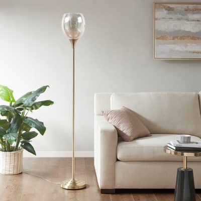 INK+IVY Bellow Uplight Floor Lamp with Mercury Glass Shade in Antique Brass, One Size FB154-1165