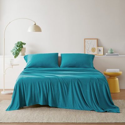 Intelligent Design Cotton Blend Jersey Knit All Season Sheet Set in Teal, Full ID20-1238