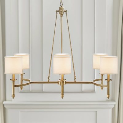 Hampton Hill Elegenza 6-light Chandelier with Fabric Drum Shades in Antique Gold, One Size MT150-0080