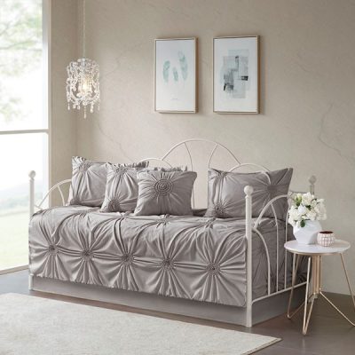 Madison Park Leila 6 Piece Reversible Daybed Cover Set in Dark Gray, Daybed MP13-5590