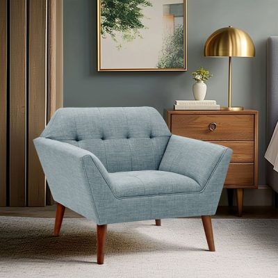 INK+IVY Newport Wide Mid-Century Modern Lounge Chair in Light Blue, One Size II100-0382