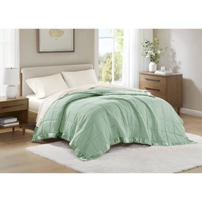 Madison Park Windom Lightweight Down Alternative Blanket with Satin Trim in Seafoam, Twin MP51-5151