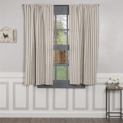 Market Place Gray Ticking Stripe Short Panel Set of 2 63Lx36W