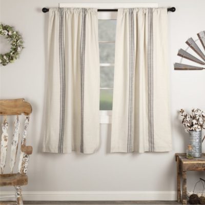 Market Place Gray Grain Sack Stripe Short Panel Set of 2 63Lx36W