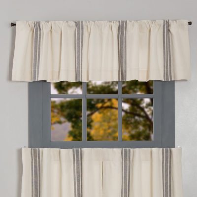 Market Place Gray Grain Sack Stripe Valance 16Lx72W