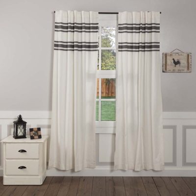 Silo Hill Charcoal Stripe Panel Set of 2 84Lx40W