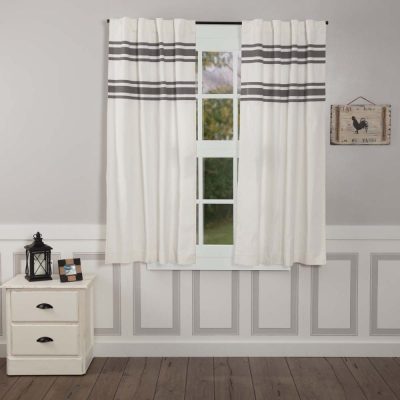 Silo Hill Charcoal Stripe Short Panel Set of 2 63Lx36W