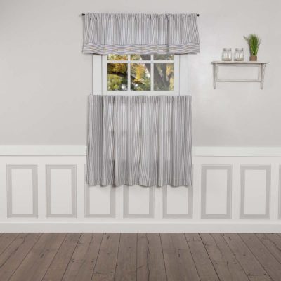 Farmhouse Ticking Blue Valance 16Lx60W