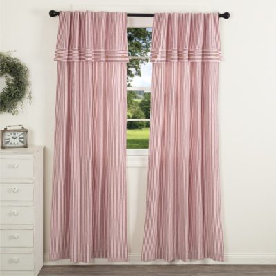 Farmhouse Ticking Red Panel Set of 2 84Lx40W