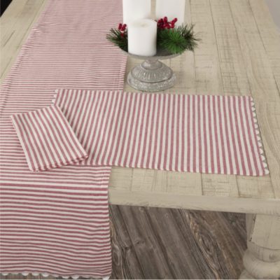 Farmhouse Ticking Red Placemat Set of 4 18Lx12W