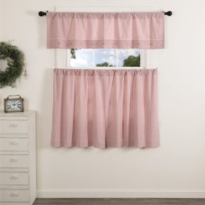 Farmhouse Ticking Red Tier Set of 2 36Lx36W