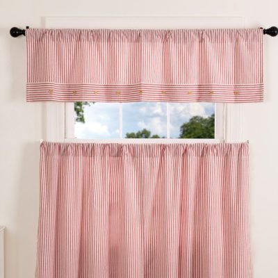 Farmhouse Ticking Red Valance 16Lx60W
