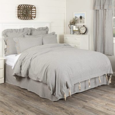 Farmhouse Ticking Gray King Duvet Cover 92Lx108W