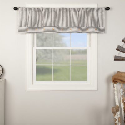 Farmhouse Ticking Gray Valance 16Lx60W