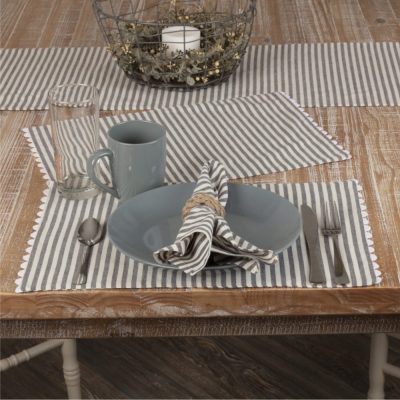 Farmhouse Ticking Gray Placemat Set of 4 18Lx12W